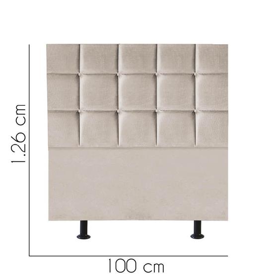 Imagem de Cabeceira Estofada Damares 100 cm Solteiro Quarto para Cama Box Suede Bege - KDAcanto Móveis
