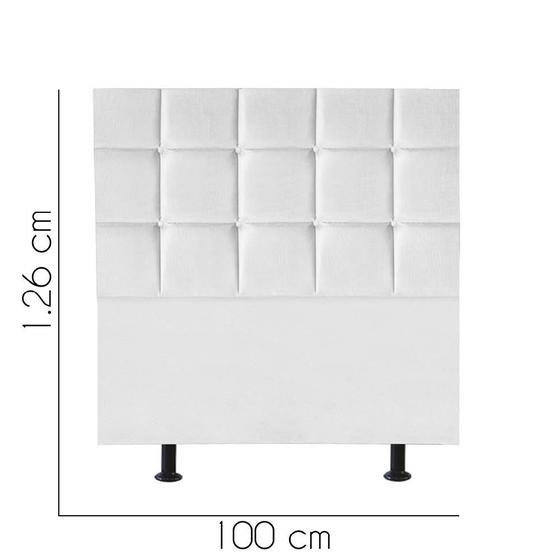 Imagem de Cabeceira Estofada Damares 100 cm Solteiro Quarto para Cama Box Suede Branco - KDAcanto Móveis