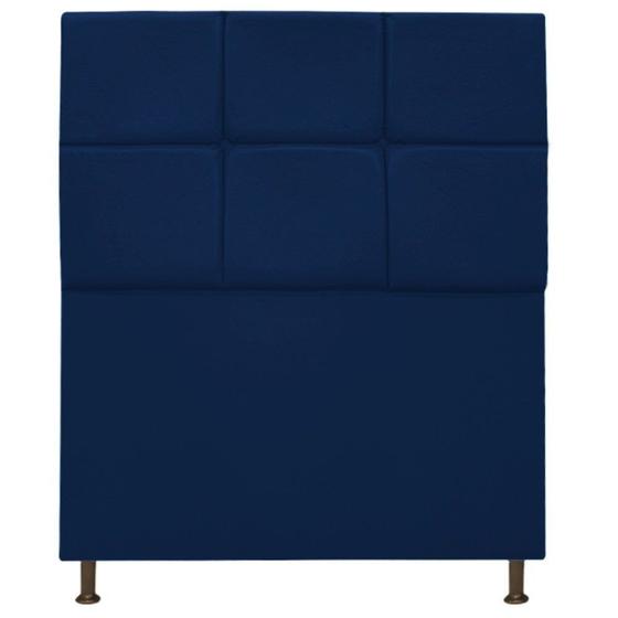 Imagem de Cabeceira Estofada Damares 100cm para Cama Solteiro Botonê Suede Azul Marinho