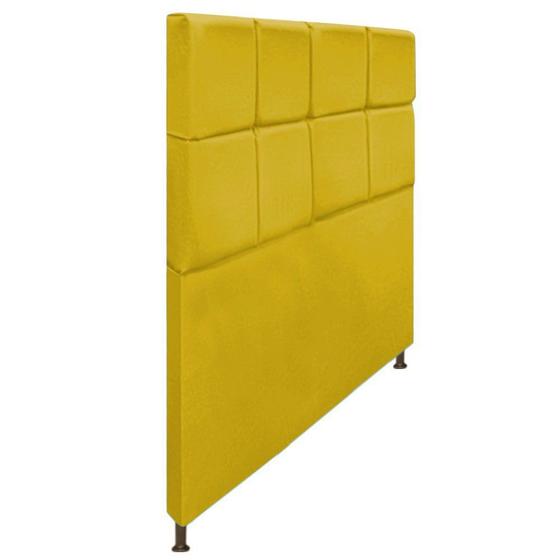 Imagem de Cabeceira Estofada Damares 140 cm Casal Com Botonê  Suede Amarelo - KDAcanto Móveis