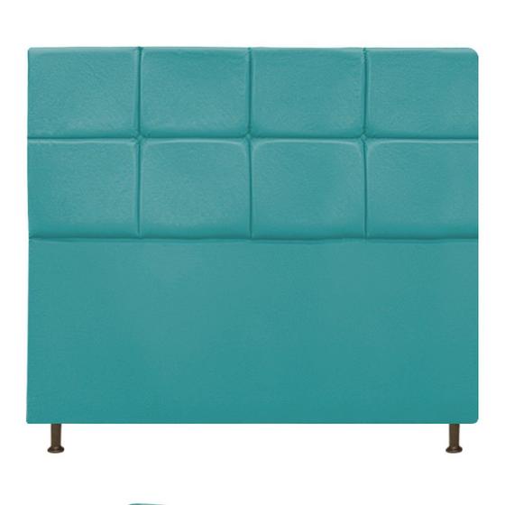 Imagem de Cabeceira Estofada Damares 140 cm Casal Com Botonê Suede Azul Turquesa - ADJ Decor