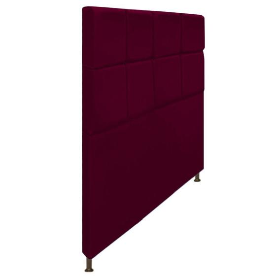 Imagem de Cabeceira Estofada Damares 140 cm Casal Com Botonê  Suede Bordô - KDAcanto Móveis