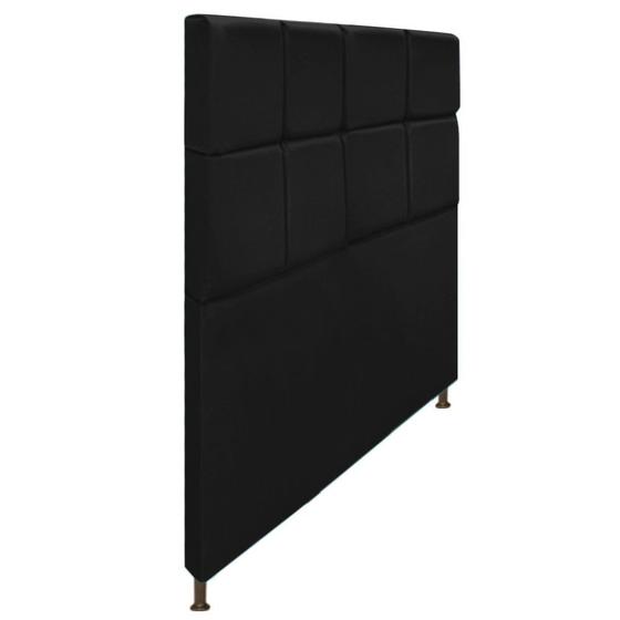 Imagem de Cabeceira Estofada Damares 140 cm para Cama Casal com Botonê  Suede Preto - KDAcanto Móveis