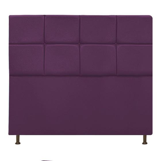 Imagem de Cabeceira Estofada Damares 140 cm para Cama Casal com Botonê  Suede Roxo - Damaffê Móveis