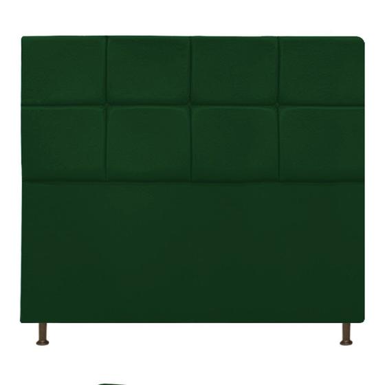 Imagem de Cabeceira Estofada Damares 140 cm para Cama Casal com Botonê  Suede Verde