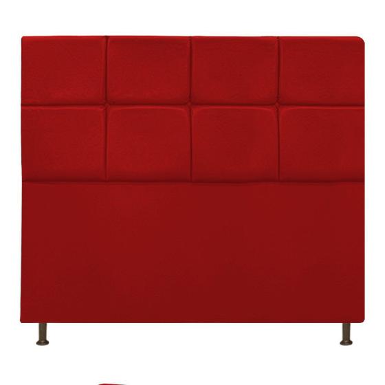 Imagem de Cabeceira Estofada Damares 140 cm para Cama Casal com Botonê  Suede Vermelho - Damaffê Móveis