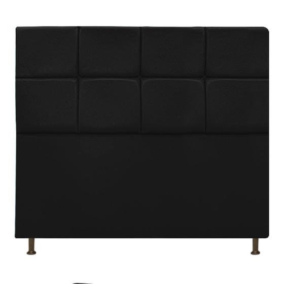 Imagem de Cabeceira Estofada Damares 160 cm para Cama Queen Size com Botonê Suede Preto - Damaffê Móveis