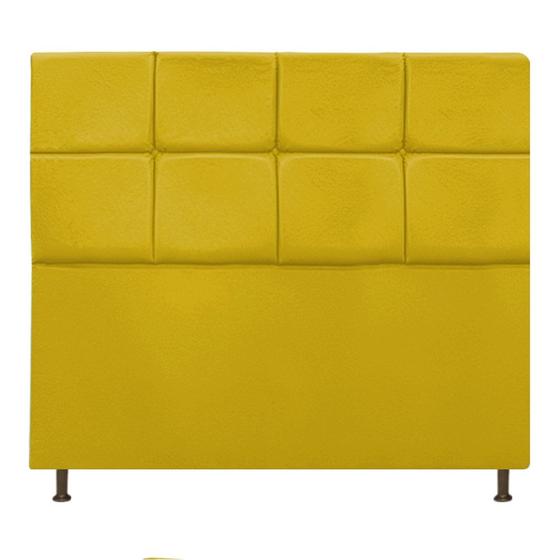 Imagem de Cabeceira Estofada Damares 160 cm Queen Size Com Botonê Suede Amarelo - Amarena Móveis