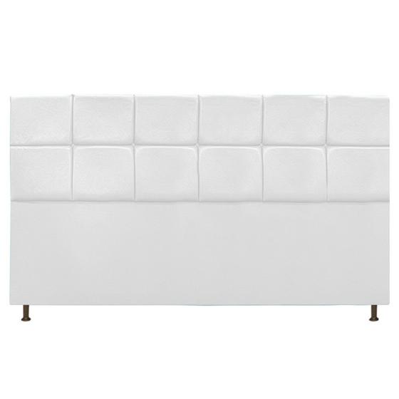 Imagem de Cabeceira Estofada Damares 195 cm King Size Com Botonê Suede Branco - Damaffê Móveis