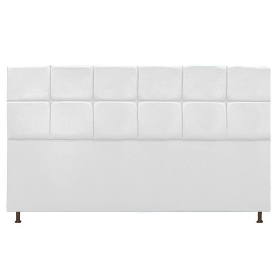 Imagem de Cabeceira Estofada Damares 195 cm King Size Com Botonê Suede Branco - Doce Sonho Móveis