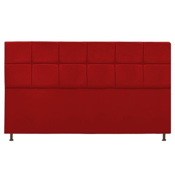 Imagem de Cabeceira Estofada Damares 195cm para Cama King Size Botonê Suede Vermelho - Damaffê Móveis