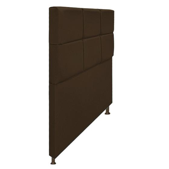 Imagem de Cabeceira Estofada Damares 90 cm Solteiro Com Botonê  Suede Marrom - KDAcanto Móveis