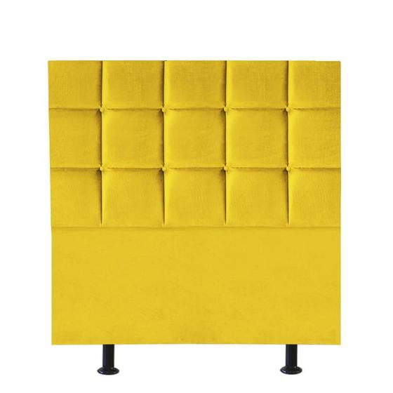 Imagem de Cabeceira Estofada Damares 90 cm Solteiro Quarto para Cama Box Suede Amarelo - Damaffê Móveis