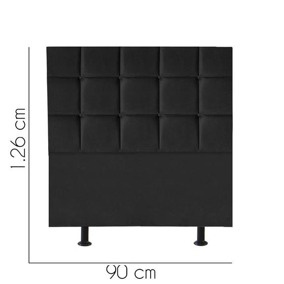 Imagem de Cabeceira Estofada Damares 90 cm Solteiro Quarto para Cama Box Suede Preto - KDAcanto Móveis