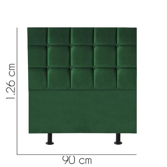 Imagem de Cabeceira Estofada Damares 90 cm Solteiro Quarto para Cama Box Suede Verde - KDAcanto Móveis