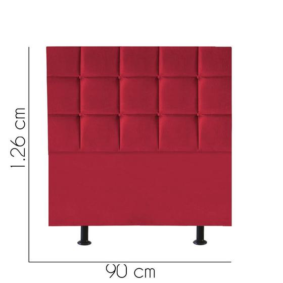 Imagem de Cabeceira Estofada Damares 90 cm Solteiro Quarto para Cama Box Suede Vermelho - KDAcanto Móveis