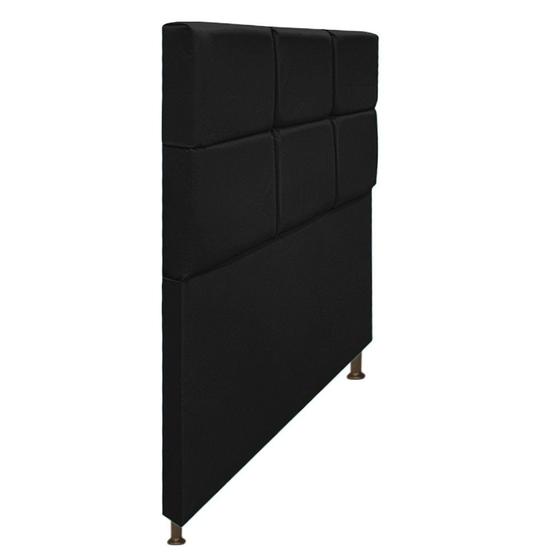 Imagem de Cabeceira Estofada Damares 90cm Solteiro Botonê material sintético Preto - KDAcanto Móveis
