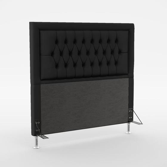 Imagem de Cabeceira Estofada Decorativa Antares 160 Para Cama Queen Couro Preto Aradecor