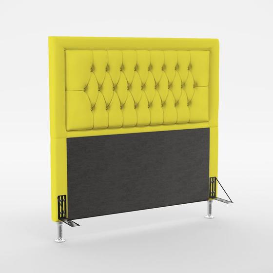 Imagem de Cabeceira Estofada Decorativa Antares 160 Para Cama Queen Sued Amarelo Aradecor