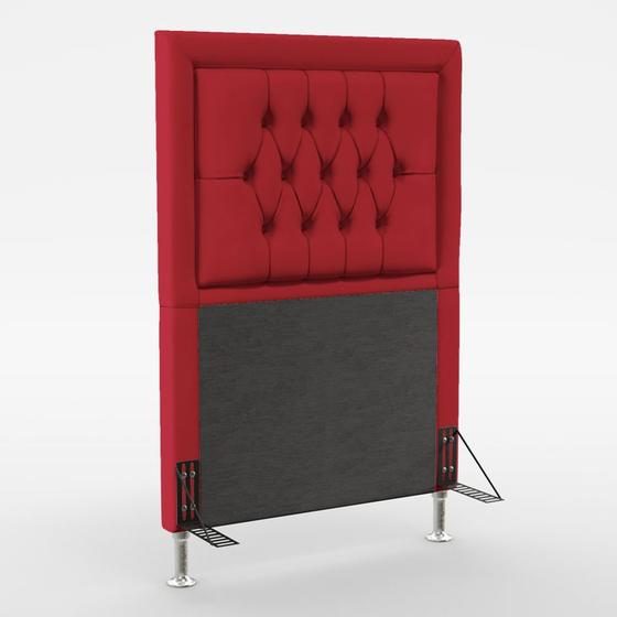 Imagem de Cabeceira Estofada Decorativa Antares 90 Para Cama de Solteiro Sued Vermelho Aradecor