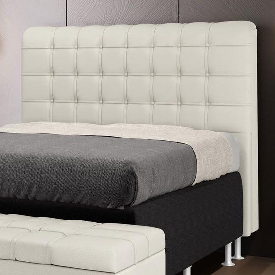 Imagem de Cabeceira Estofada Decorativa Dama 195 para Cama King Couro Artificial Bege Aradecor