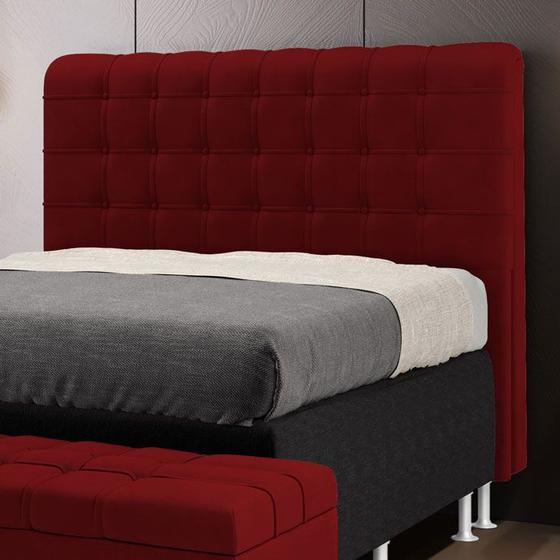 Imagem de Cabeceira Estofada Decorativa para Cama Box Dama 140 para Cama de Casal Suede Vermelho Aradecor