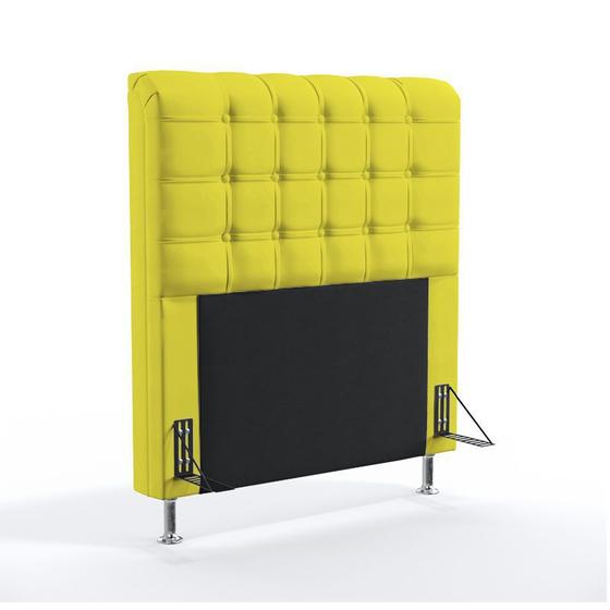 Imagem de Cabeceira Estofada Decorativa Para Cama Box Dama 90 Para Cama de Solteiro Suede Amarelo Aradecor