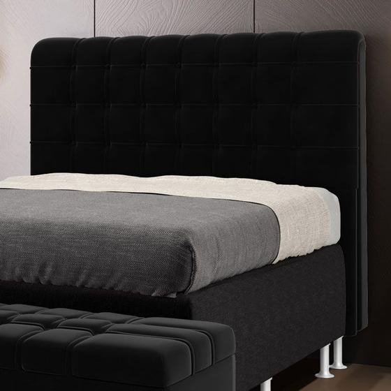 Imagem de Cabeceira Estofada Decorativa para Cama Box Rana 160 para Cama Queen Suede Preto Aradecor