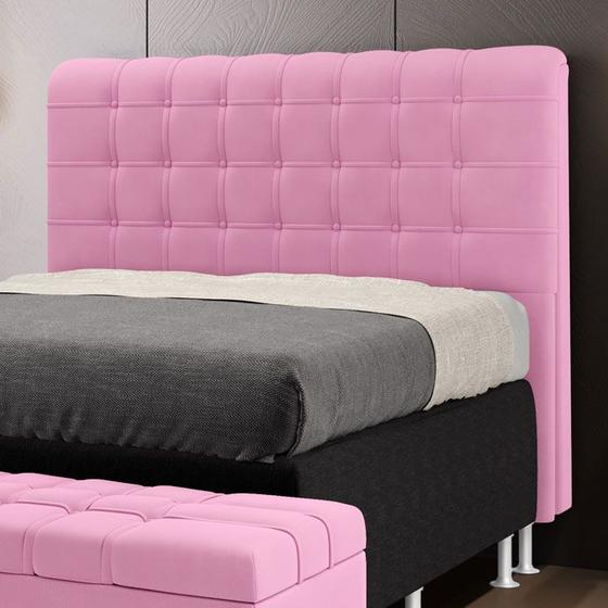 Imagem de Cabeceira Estofada Decorativa para Cama Box Rana 160 para Cama Queen Suede Rosê Aradecor