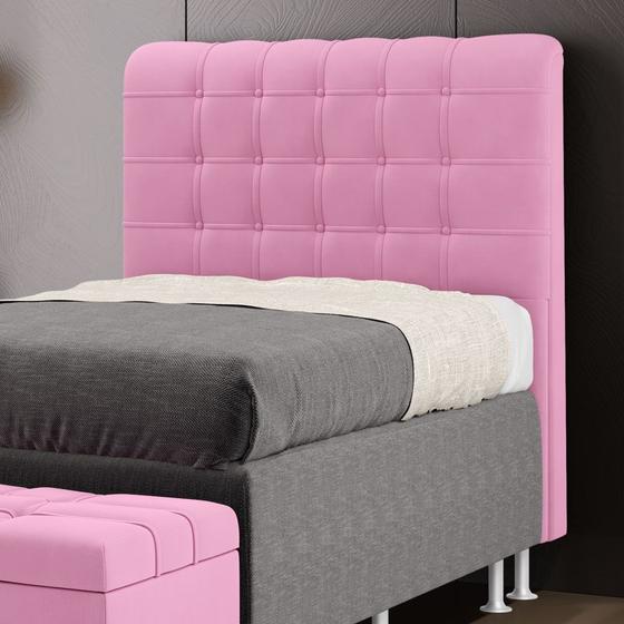 Imagem de Cabeceira Estofada Decorativa para Cama Box Rana 90 para Cama de Solteiro Suede Rosê Aradecor