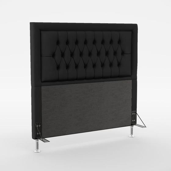 Imagem de Cabeceira Estofada Decorativa Pegasus 160 para Cama Queen Sued Preto Aradecor