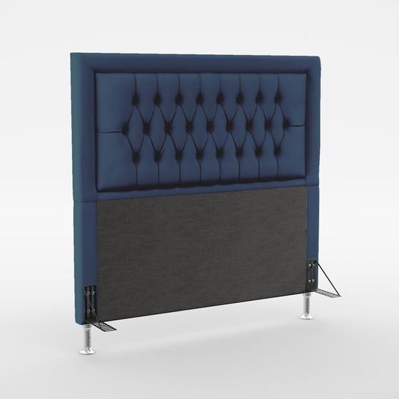 Imagem de Cabeceira Estofada Decorativa Pegasus Para Cama Box 160 Para Cama Queen Sued Azul Marinho Aradecor