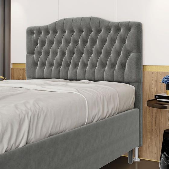 Cabeceira Estofada Decorativa Pollux 160 para Cama Queen Sued Cinza Aradecor Menor preço em Cabeceira Estofada Decorativa Pollux 160 para Cama Queen Sued Cinza Aradecor