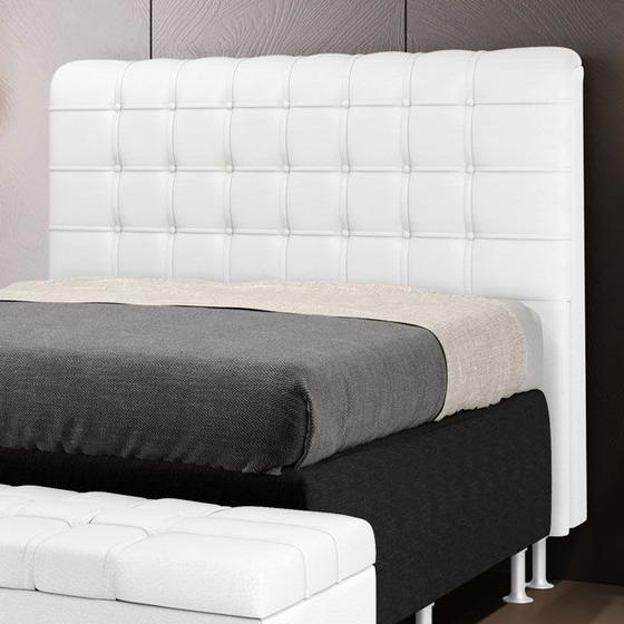 Imagem de Cabeceira Estofada Decorativa Rana 195 para Cama King Couro Artificial Branco Aradecor