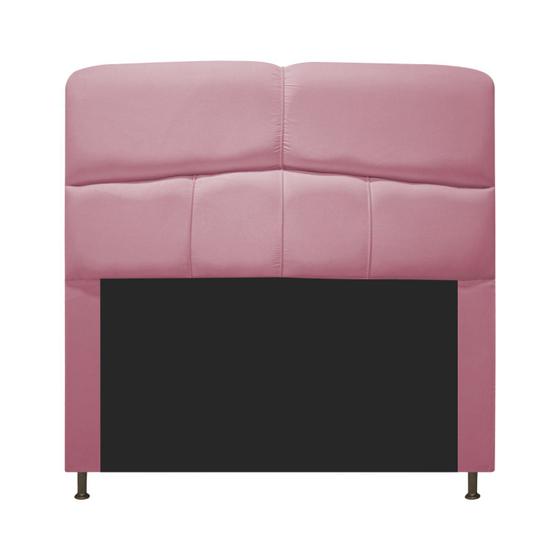 Imagem de Cabeceira Estofada Donna 90 cm para Cama Solteiro  Suede Rosa Bebê