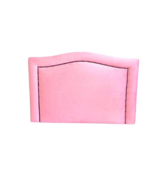 Imagem de Cabeceira Estofada Duna Soft Veludo Rosa Com Tachas Solteiro