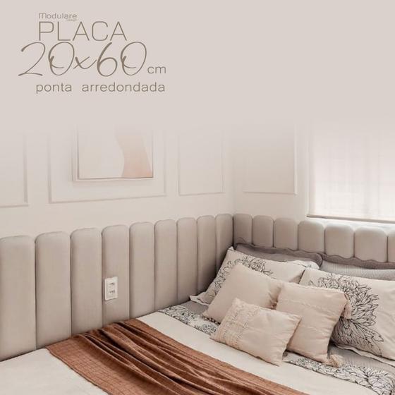 Imagem de Cabeceira Estofada em Módulos Uma Placa 20x60cm Arredondada