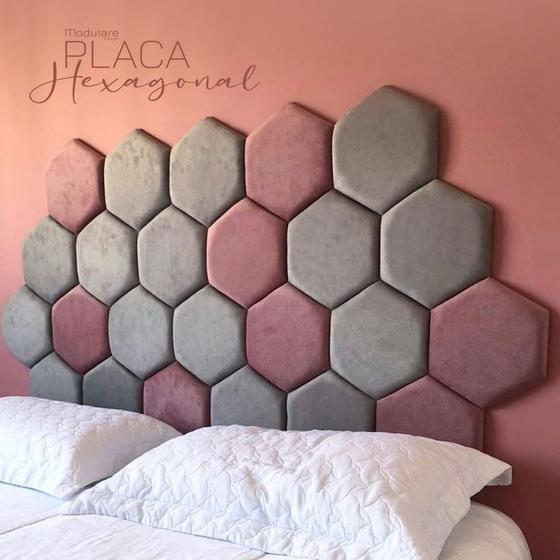 Imagem de Cabeceira Estofada em Módulos Uma Placa Hexagonal