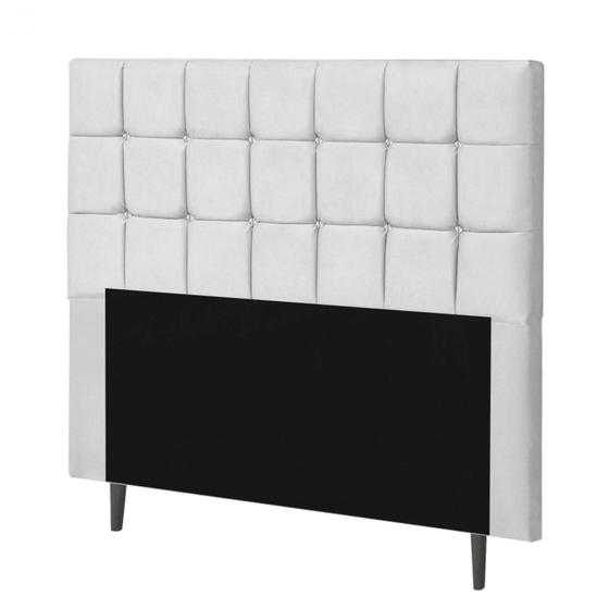 Imagem de Cabeceira Estofada Espanha 140CM Casal Strass Suede Branco - D A DECOR