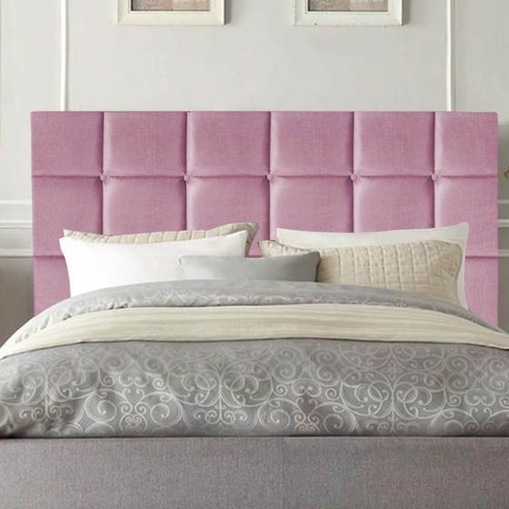 Imagem de Cabeceira Estofada Espanha 195cm King Size Para Cama Box Quarto Suede Rosa Bebê - Ahz Móveis