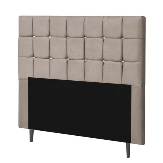 Imagem de Cabeceira Estofada Espanha 195CM King Strass Suede Bege - D A DECOR