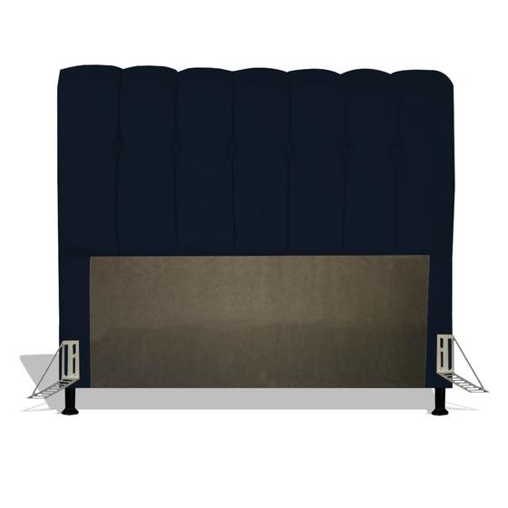 Imagem de Cabeceira Estofada Florença 140 cm Para Cama Box Quarto Casal Luxo MV Estofados Suede Azul Marinho