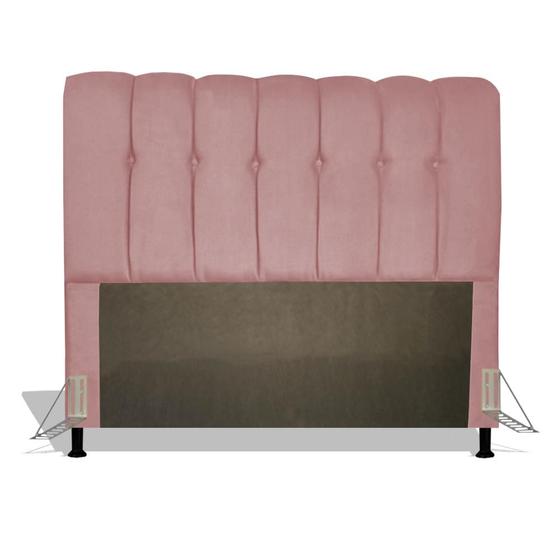 Imagem de Cabeceira Estofada Florença 195 cm Para Cama Box Quarto King Size Luxo MV Estofados Suede Rose