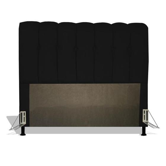 Imagem de Cabeceira Estofada Florença 90 cm Para Cama Box Quarto Solteiro Luxo MV Estofados Suede Preto