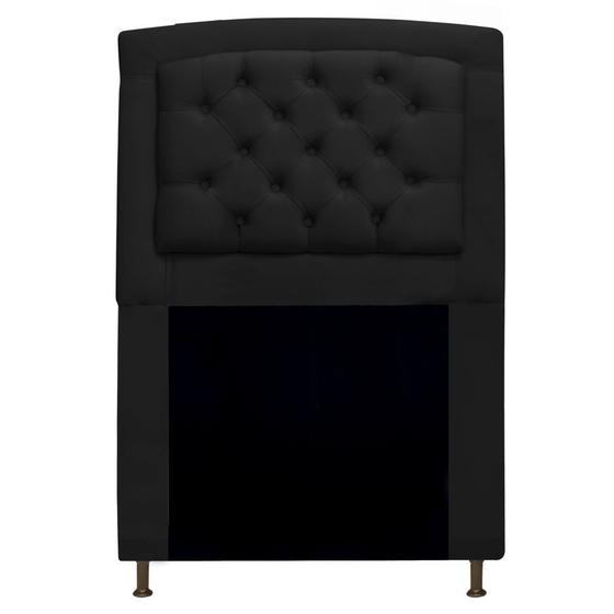 Imagem de Cabeceira Estofada Geovana 100 cm para Cama Solteiro Com Capitonê Suede Preto