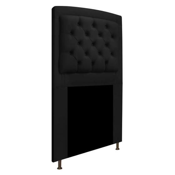 Imagem de Cabeceira Estofada Geovana 100 cm para Cama Solteiro Com Capitonê Suede Preto - KDAcanto Móveis