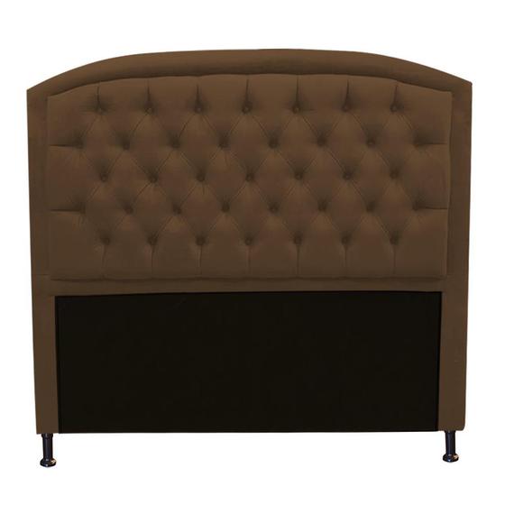 Imagem de Cabeceira Estofada Geovana 100 cm Solteiro Quarto para Cama Box Suede Marrom - Damaffê Móveis