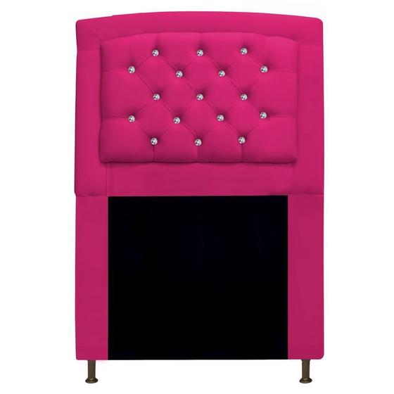 Imagem de Cabeceira Estofada Geovana 100cm para Cama Solteiro com Strass Capitonê Suede Pink - Damaffê Móveis