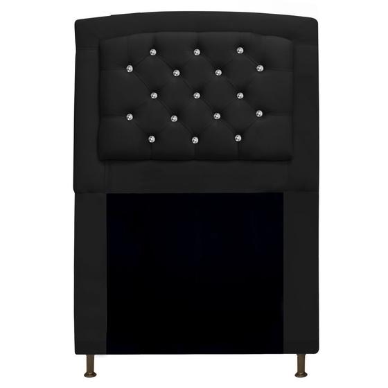 Imagem de Cabeceira Estofada Geovana 100cm para Cama Solteiro com Strass Capitonê Suede Preto - Damaffê Móveis