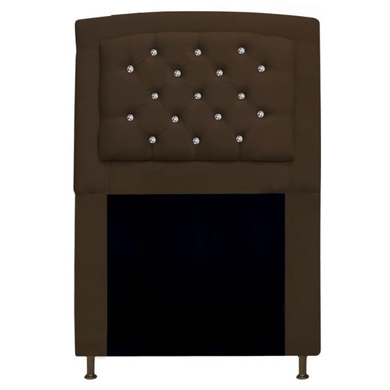 Imagem de Cabeceira Estofada Geovana 100cm Solteiro Strass Capitonê Suede Marrom - Damaffê Móveis